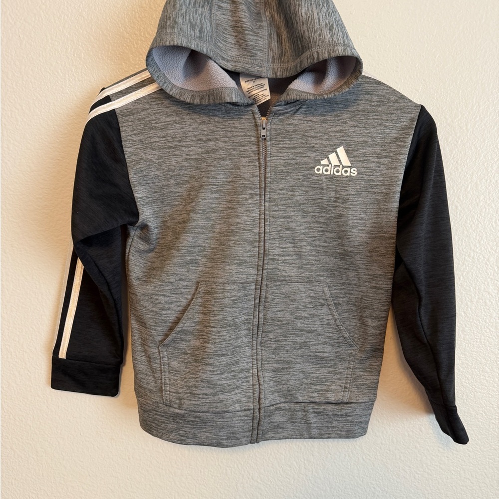 Adidas Kids Gray and Black Zip-Up Hoodie
